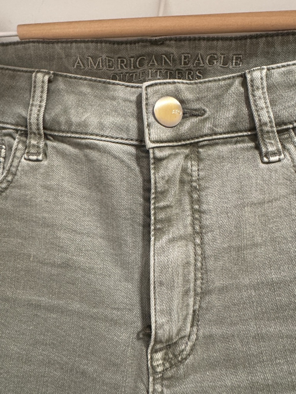 American Eagle Outfitters Olive Green Denim Short Shorts - Picture 4 of 8